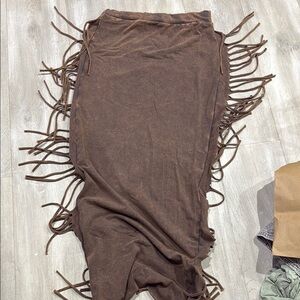 Brown Fringe Maxi skirt